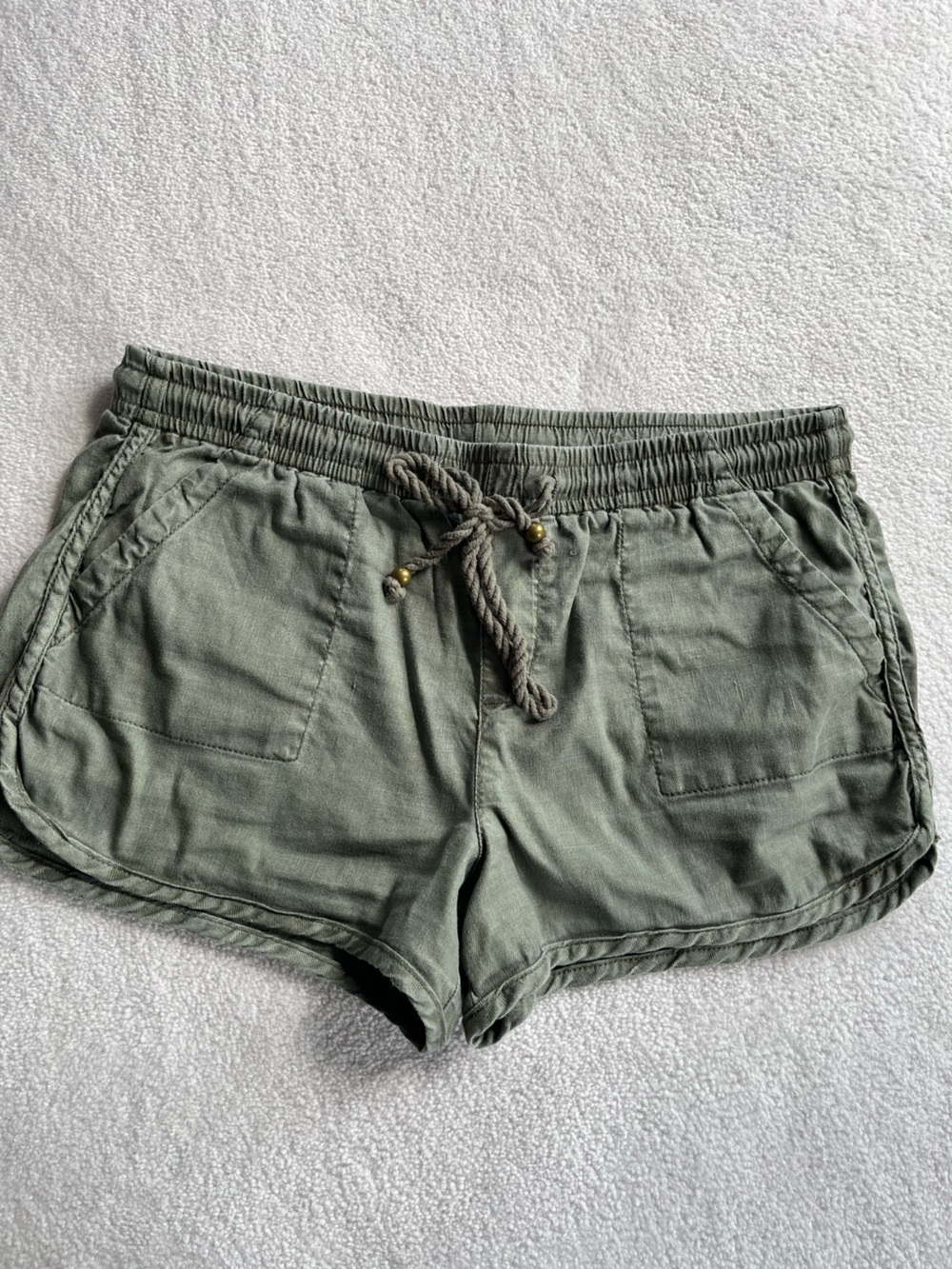 Olive Green Drawstring Casual Shorts